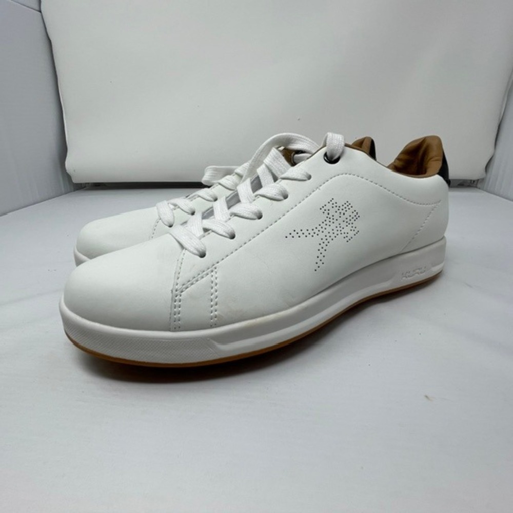 Kuru Roam Womens 9.5 Sneakers Bright White Jet Black Leather Low Top Shoes